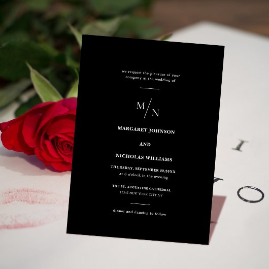 Black & White Unieke huwelijksuitnodiging sjabloon Kaart