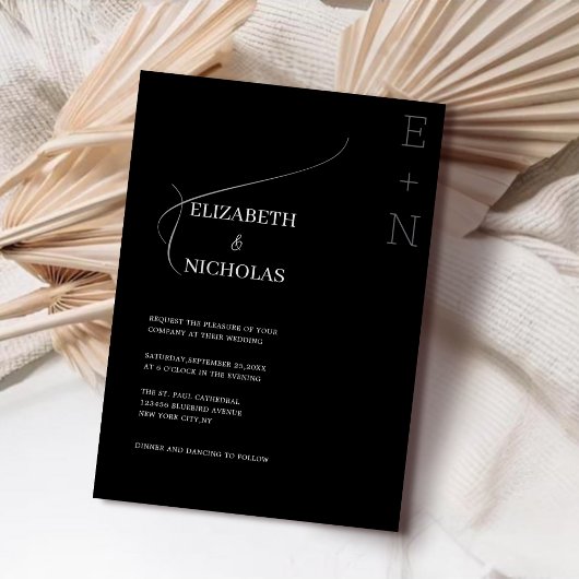 Black & White Unieke sjabloon huwelijksuitnodiging Kaart