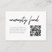 Black & White University Fund QR Code Graduation Informatiekaartje (Voorkant)