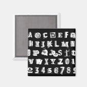 Black & White Urban Graffiti Font ABC & 123 Magneet (Voorkant / Achterkant)