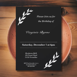 Black & White Verjaardagsuitnodiging met ornamente Kaart