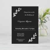 Black & White Verjaardagsuitnodiging met ornamente Kaart (Staand voorkant)