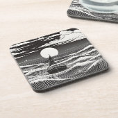 Black White verloren boot bij Zee Bier Onderzetter (Linkerzijde)