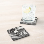 Black White verloren boot bij Zee Bier Onderzetter (Rechterzijde)