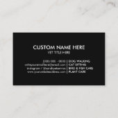 Black White Veterinary Paw Pet Doctor Animal Visitekaartje (Achterkant)