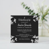 Black & White viering van het leven aankondiging (Staand voorkant)