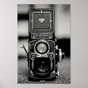 Black & white vintage camera poster