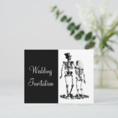 Black White Vintage Skeleton Gothic Wedding Invite Kaart (Staand voorkant)