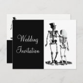 Black White Vintage Skeleton Gothic Wedding Invite Kaart (Voorkant / Achterkant)