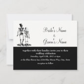 Black White Vintage Skeleton Gothic Wedding Invite Kaart (Achterkant)