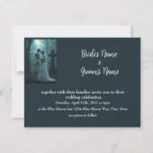 Black White Vintage Skeleton Gothic Wedding Invite Kaart (Achterkant)