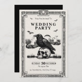 Black & White Vintage Wedding Party Invitation Kaart (Voorkant / Achterkant)