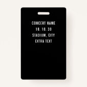 Black White VIP All Access Pass QR Code Concert Badge (Achterkant)