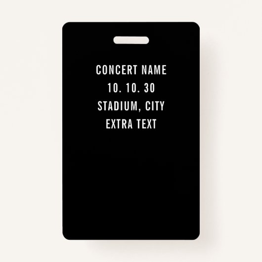 Black White VIP All Access Pass QR Code Concert Badge (Achterkant)