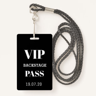 Black White VIP Backstage All Access Pass Concern Badge