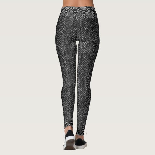 Black White Viper Python Cobra Snakeskin-Leggings Leggings (Achterkant)
