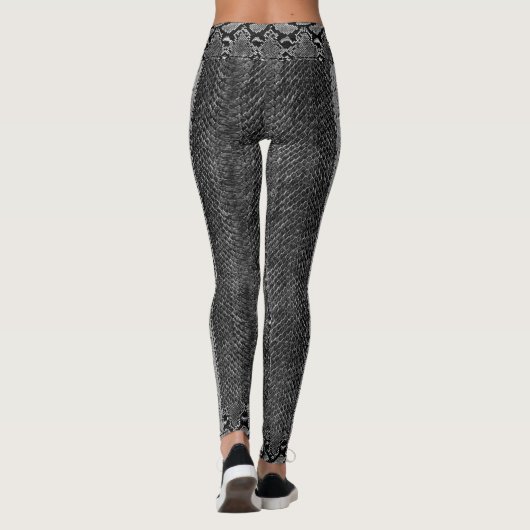 Black White Viper Python Cobra Snakeskin-Leggings Leggings (Achterkant)