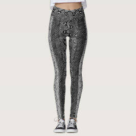 Black White Viper Python Cobra Snakeskin-Leggings Leggings