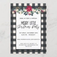 Black White Virtual Merry Little Christmas Party