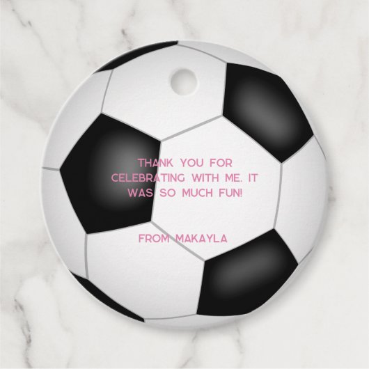 Black White voetbal Kinderverjaardagsfeestje Bedankjes Labels (Voorkant)