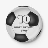 Black White voetbal Kinderverjaardagsfeestje Papieren Bordje (Voorkant)