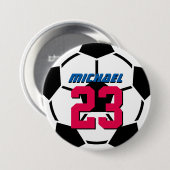 Black White Voetbal Sports Team Button Pin (Voorkant /achterkant)