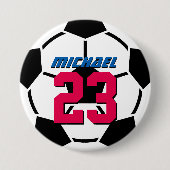Black White Voetbal Sports Team Button Pin (Voorkant)