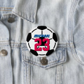 Black White Voetbal Sports Team Button Pin (In situ)