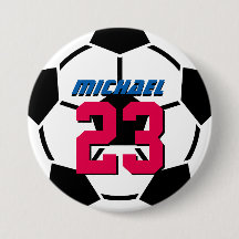 Black White Voetbal Sports Team Button Pin