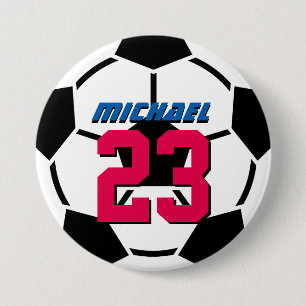 Black White Voetbal Sports Team Button Pin