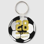 Black White Voetbal Team Player・Custom Sleutelhanger (Voorkant)
