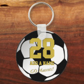 Black White Voetbal Team Player・Custom Sleutelhanger (Voorkant)