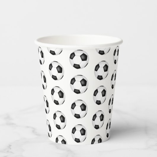 Black White voetballen verjaardagsfeestje Papieren Bekers (Achterkant)