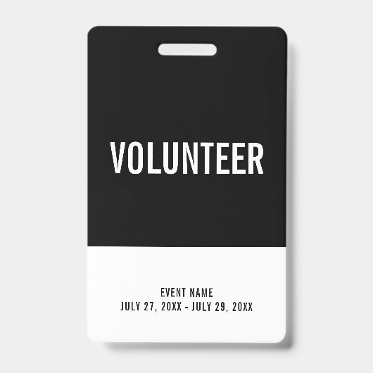 Black & White Volunid All Access Pass Event ID Badge (Voorkant)