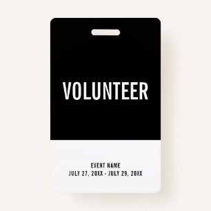 Black & White Volunid All Access Pass Event ID Badge