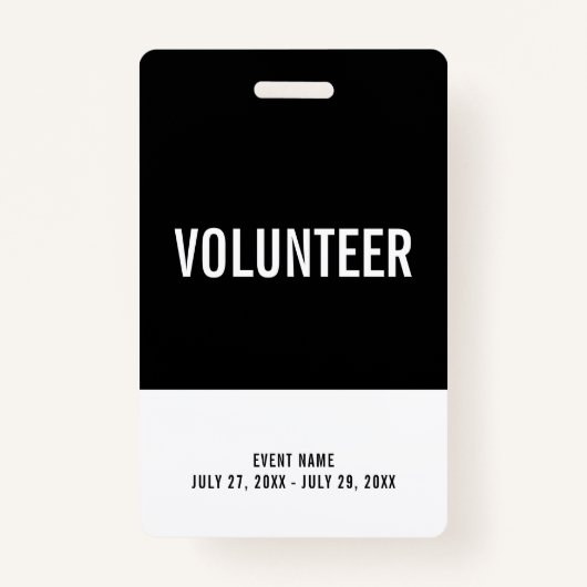 Black & White Volunid All Access Pass Event ID Badge (Voorkant)