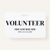 Black White Volunteer Event Badge (Achterkant)