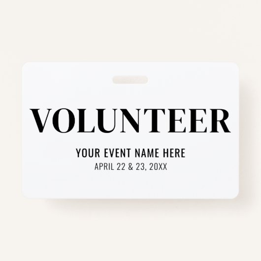 Black White Volunteer Event Badge (Achterkant)