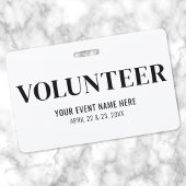 Black White Volunteer Event Badge
