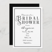 Black White Vrijgezellenfeest Typography Invitatio Kaart (Voorkant / Achterkant)