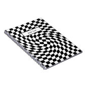 Black & White Warped Checkered Pattern Custom Notitieboek (Rechterzijde)