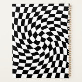 Black & White Warped Checkered Pattern Custom Planner (Achterkant)