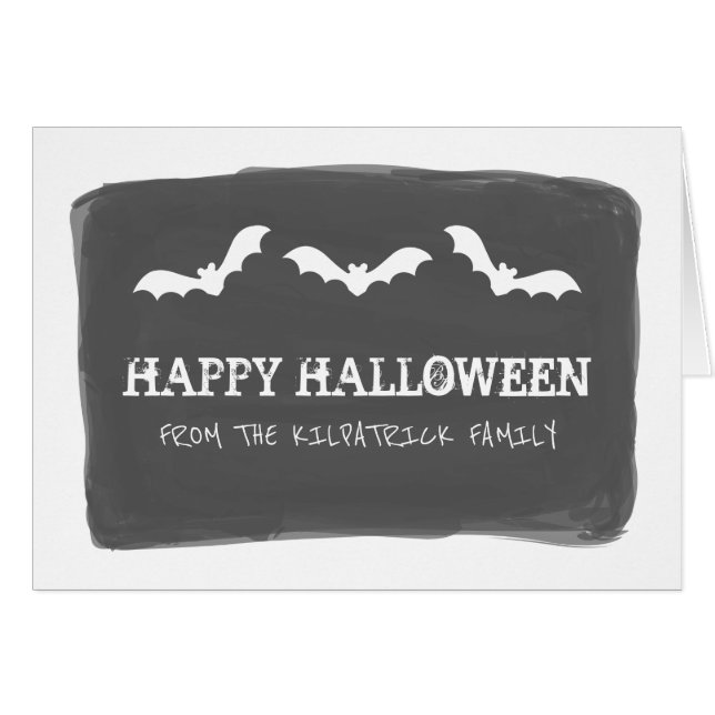Black White Waterverf Bats Halloween Kaart (Voorkant Horizontaal)