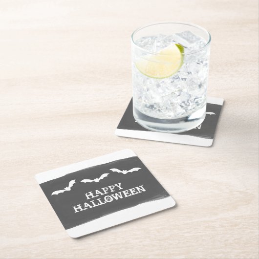 Black White Waterverf Bats Halloween Kartonnen Onderzetters (Insitu)