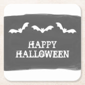 Black White Waterverf Bats Halloween Kartonnen Onderzetters (Voorkant)