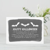 Black White Waterverf Bats Halloween Party Kaart (Staand voorkant)