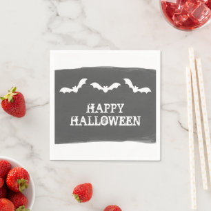 Black White Waterverf Bats Halloween Servetten