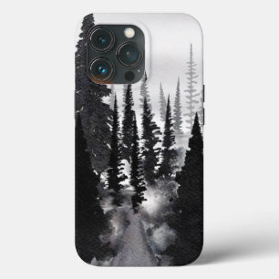 Black White Waterverf Foggy Forest Case-Mate iPhone Case