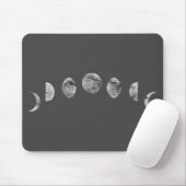 Black White Waterverf Moon Phases Modern Minimum Muismat (Met muis)