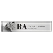 Black White Waterverf Mountains Abstract monogram Naambordje (Voorkant)